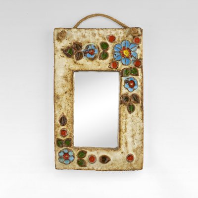 Ceramic Wall Mirror from La Roue, 1960s-SED-845100