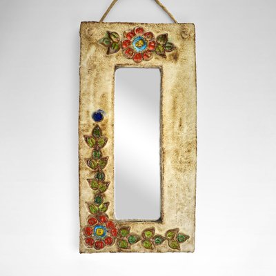 Ceramic Wall Mirror from La Roue, 1960s-SED-789159