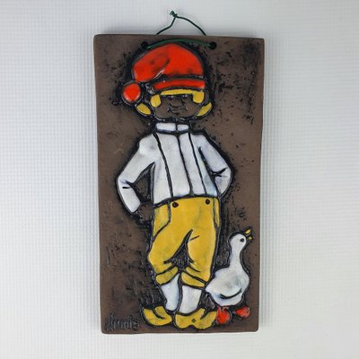 Ceramic Wall Plaque by Ninnie Charlott Forsgren for Bromma Keramik, 1960s-ZPB-1145301