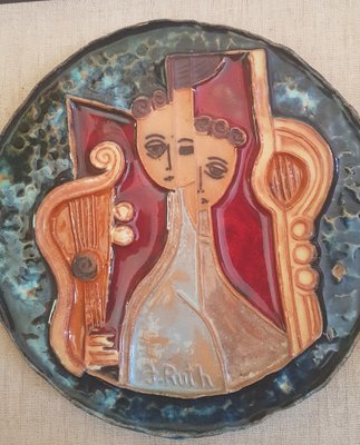 Ceramic Wall Relief with Woman by J Ruth, 1970s-QDP-1384580