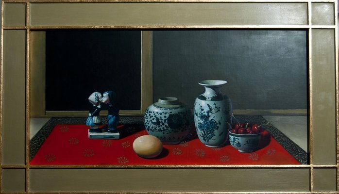 Ceramics, Cherries and Egg - Original Oil on Canvas by Zhang Wei Guang - 2000s 2000s-ZCI-756162