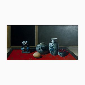 Ceramics, Cherries and Egg - Original Oil on Canvas by Zhang Wei Guang - 2000s 2000s-ZCI-756162