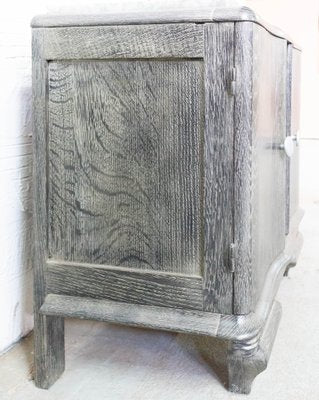 Cerused Nightstand or Side Cabinet with Marble Top, France, 1940s-RIU-947778