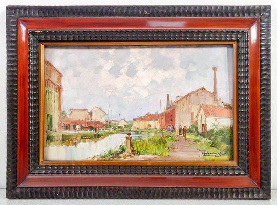 Cesare Gheduzzi, Landscape, Oil Painting, 1930s, Framed-OJE-1704355