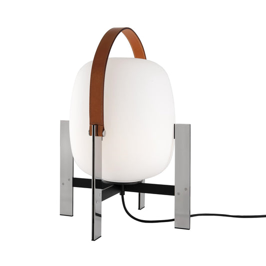 Cesta Metálica Table Lamp w. Leather Handle by Santa & Cole #