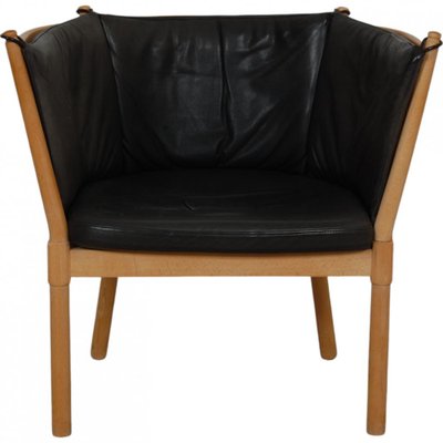 Chair in Black Aniline Leather by Børge Mogensen, 1970s-MTD-2028739