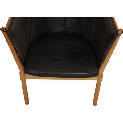 Chair in Black Aniline Leather by Børge Mogensen, 1970s-MTD-2028739