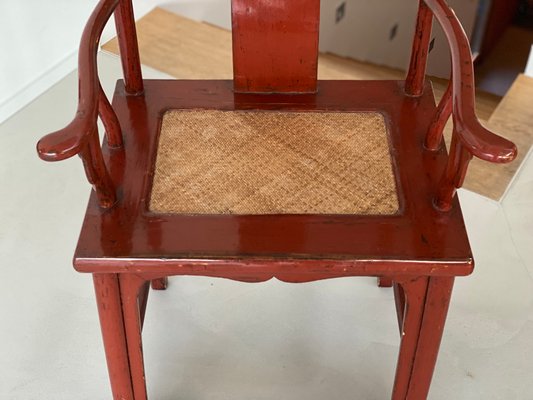 Chair in Ming Chinese style with High Backrest and Red Lacquer-JO-1285385