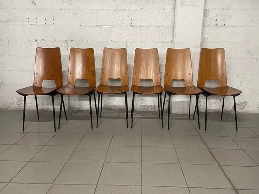 Chairs attributed to Carlo Ratti for Società Compensati Curvati, 1950s, Set of 6-JHL-2035779