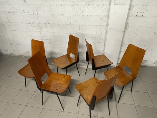 Chairs attributed to Carlo Ratti for Società Compensati Curvati, 1950s, Set of 6-JHL-2035779