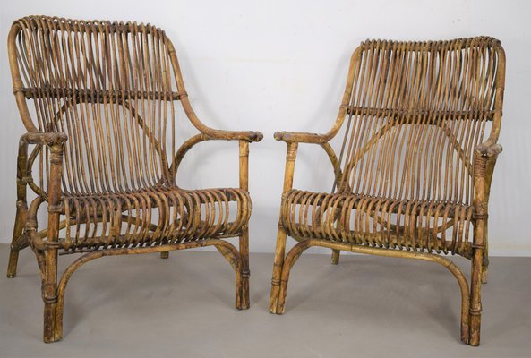 Chairs in Bamboo, Italy, 1960s, Set of 2-AOL-1245751