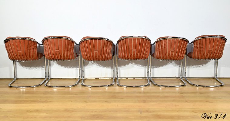 Chairs in Chromed Metal by Gastone Rinaldi for Rima, 1970s, Set of 6-RVK-1800250