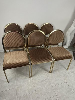 Chairs in Golden Metal and Fabric, Italy, 1970s, Set of 6-YST-1802338