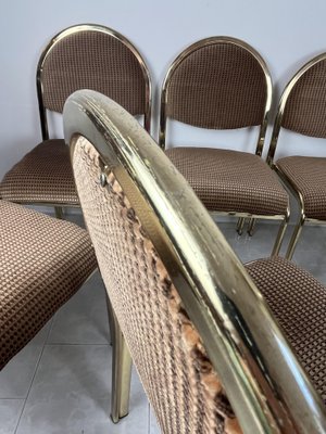 Chairs in Golden Metal and Fabric, Italy, 1970s, Set of 6-YST-1802338