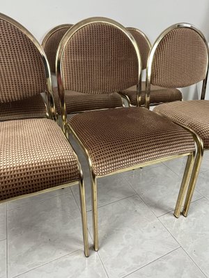 Chairs in Golden Metal and Fabric, Italy, 1970s, Set of 6-YST-1802338