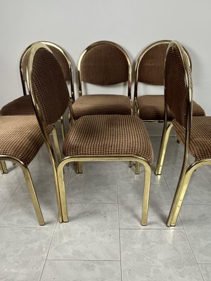 Chairs in Golden Metal and Fabric, Italy, 1970s, Set of 6-YST-1802338