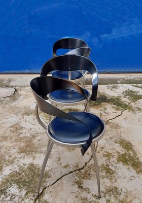 Chairs in Leather and Metal from Calligaris, Italy, 1980s, Set of 4-QZZ-1709074