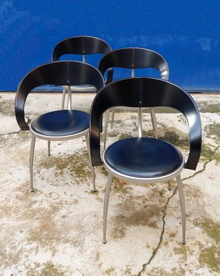 Chairs in Leather and Metal from Calligaris, Italy, 1980s, Set of 4-QZZ-1709074