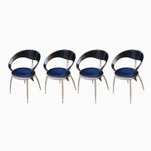 Chairs in Leather and Metal from Calligaris, Italy, 1980s, Set of 4-QZZ-1709074