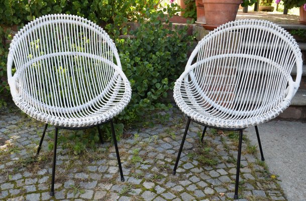 Chairs in Manao Cane and Rattan, Italy, 1950s, Set of 2-WF-673342