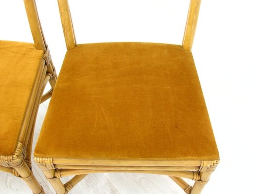 Chairs in Rattan with Table, 1970s, Set of 3-WVA-1235944