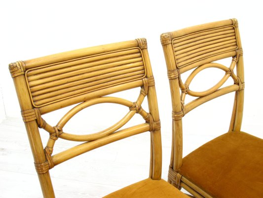 Chairs in Rattan with Table, 1970s, Set of 3-WVA-1235944