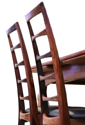 Chairs in Rosewood and Black Leather by Niels Koefoed for Koefoeds Møbelfabrik, 1960s, Set of 6-BPJ-1778603