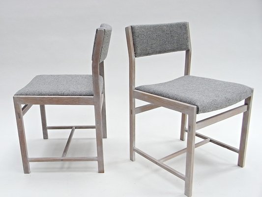 Chairs in Whitened Oakwood & Kvadrat Fabric, Set of 2-EP-1770536