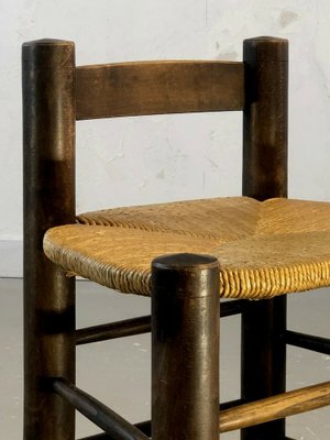 Chairs in Wood and Straw by Charles Dudouyt, France, 1950s, Set of 4-NLF-962406