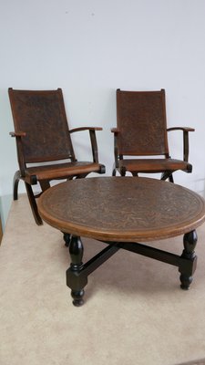 Chairs & Table by Angel I. Pazmino for Muebles de Estilo, Ecuador, 1960s, Set of 3-KK-936167