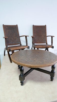 Chairs & Table by Angel I. Pazmino for Muebles de Estilo, Ecuador, 1960s, Set of 3-KK-936167