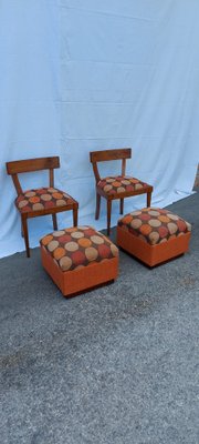 Chairs with Ottoman, 1950s, Set of 4-QLH-952398