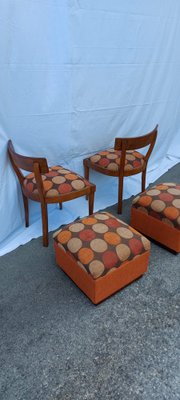 Chairs with Ottoman, 1950s, Set of 4-QLH-952398