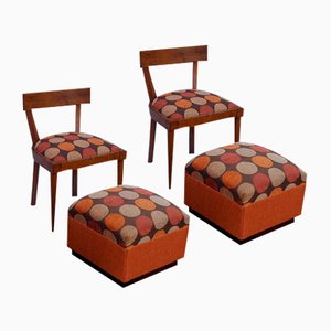 Chairs with Ottoman, 1950s, Set of 4-QLH-952398