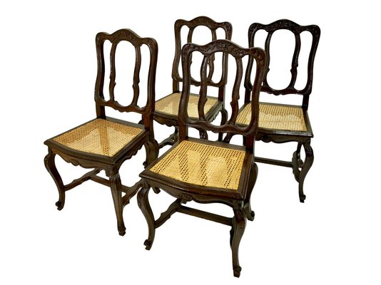 Chairs with Rattan Braid, France, 1750s, Set of 4-CXC-982712