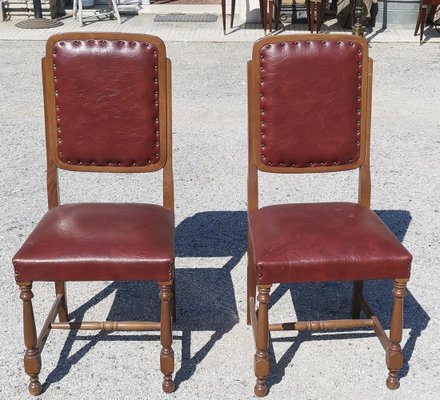 Chairs with Seat and Back in Red Leather, Italy, 1980, Set of 2-RAQ-1300544