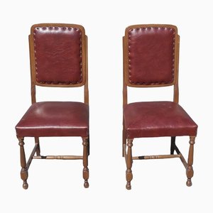 Chairs with Seat and Back in Red Leather, Italy, 1980, Set of 2-RAQ-1300544