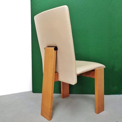 Chairs with Tripod Structure and Beige Leather Upholstery, 1970s, Set of 6-PRS-1749449