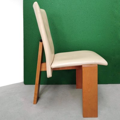 Chairs with Tripod Structure and Beige Leather Upholstery, 1970s, Set of 6-PRS-1749449