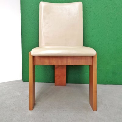 Chairs with Tripod Structure and Beige Leather Upholstery, 1970s, Set of 6-PRS-1749449