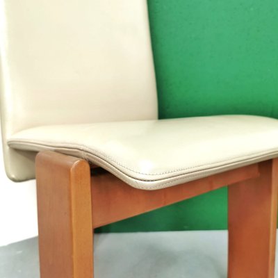 Chairs with Tripod Structure and Beige Leather Upholstery, 1970s, Set of 6-PRS-1749449