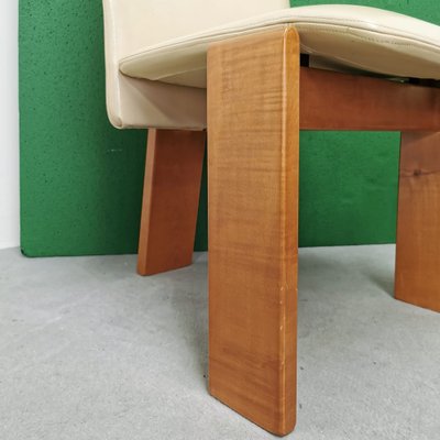 Chairs with Tripod Structure and Beige Leather Upholstery, 1970s, Set of 6-PRS-1749449