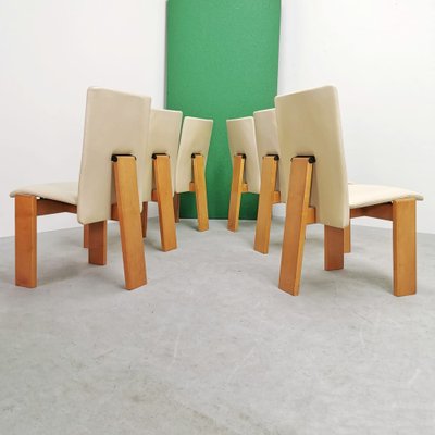 Chairs with Tripod Structure and Beige Leather Upholstery, 1970s, Set of 6-PRS-1749449