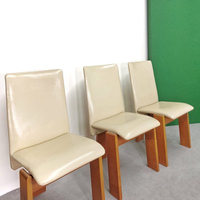 Chairs with Tripod Structure and Beige Leather Upholstery, 1970s, Set of 6-PRS-1749449