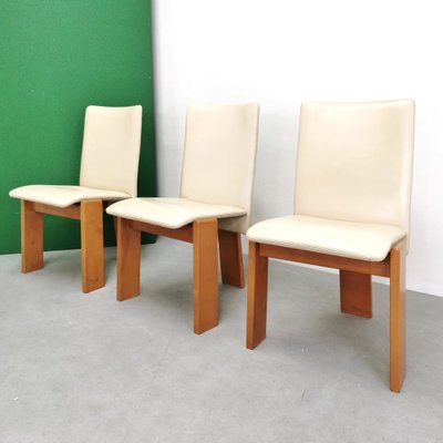 Chairs with Tripod Structure and Beige Leather Upholstery, 1970s, Set of 6-PRS-1749449