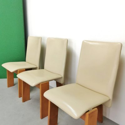 Chairs with Tripod Structure and Beige Leather Upholstery, 1970s, Set of 6-PRS-1749449