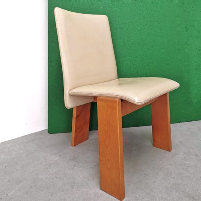 Chairs with Tripod Structure and Beige Leather Upholstery, 1970s, Set of 6-PRS-1749449