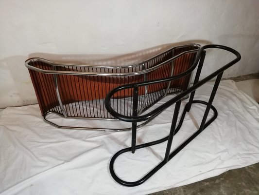 Chaise Longue in Chromed Metal & Brass Leather, Italy, 1960s-HNE-1178158