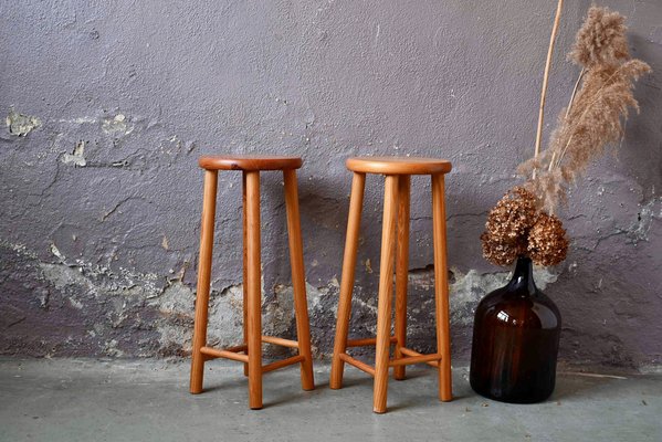 Chalet Style Pine Bar Stools, 1970s, Set of 2-AIU-1822234