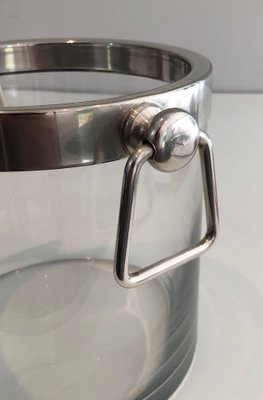 Champagne Bucket in Glass and Silver Metal, 1970s-BA-1458012